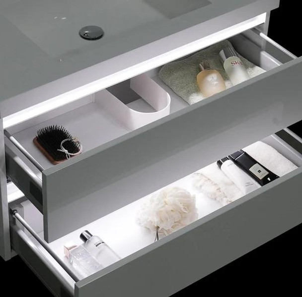Ellsa - White LED Vanity Cabinet & Top Wall Hung 900mm 