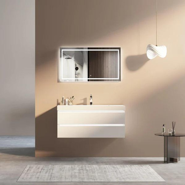 Ellsa - White LED Vanity Cabinet & Top Wall Hung 900mm 