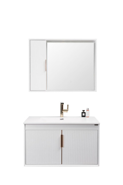 Ivy - White Fluted Vanity Cabinet Wall Hung 900mm (Vanity ONLY) 