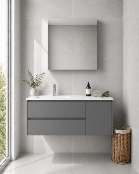 Jade - Grey Vanity Cabinet Wall Hung & Top 1200mm 