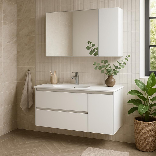 Jade - White Vanity Cabinet Wall Hung 1200mm (Vanity ONLY) 