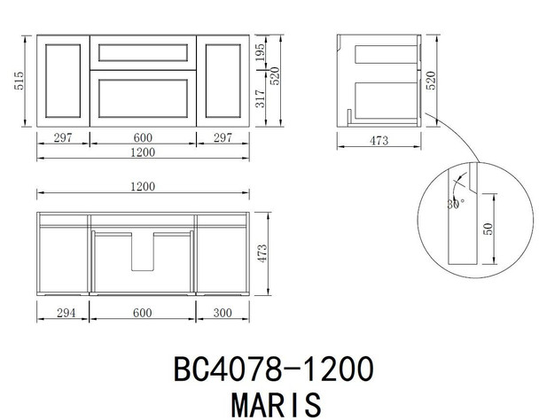 Maris - White Shaker Vanity Wall Hung & Top Options 1200mm