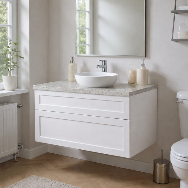 Maris - White Shaker Vanity Wall Hung & Top Options Available 900mm 