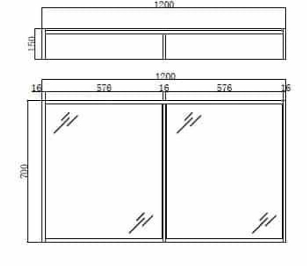 Fern Oak Mirror Cabinet with Double Doors – 1200mm 
