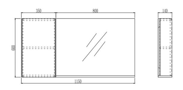 Jade Mirror & White Side Cabinet – 1200mm 