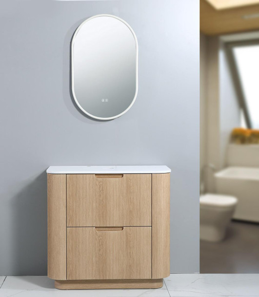 Roma - Fluted Floor Mount Vanity with Top Options Available 900mm  