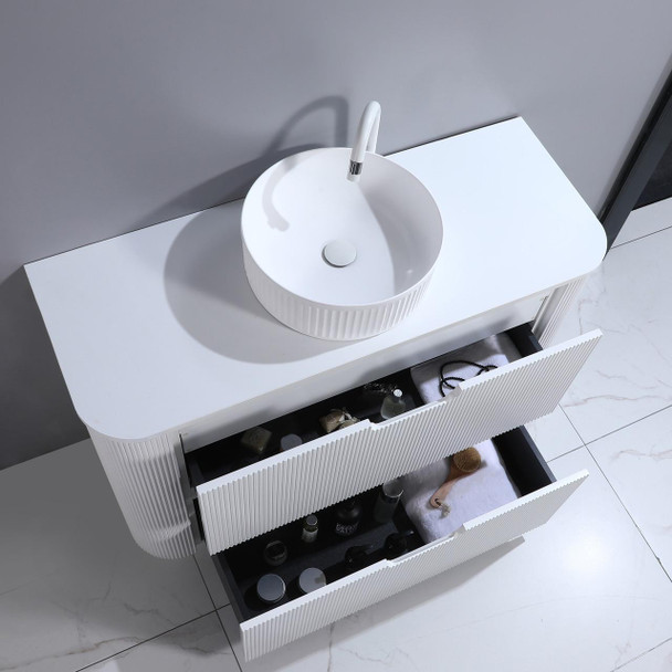 Roma - Fluted Floor Mount Vanity & Top Options Available 1200mm 