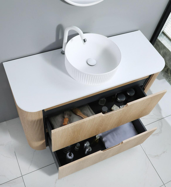 Roma - Fluted Floor Mount Vanity & Top Options Available 1200mm  