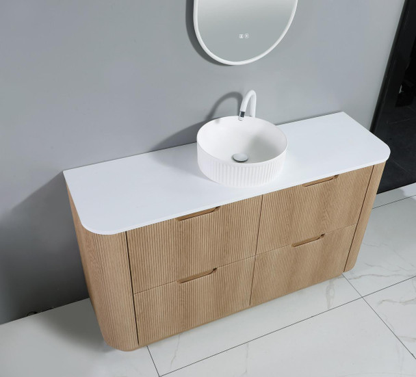 Roma - Fluted Floor Mount Vanity with Single Bowl Top Options Available 1500mm  
