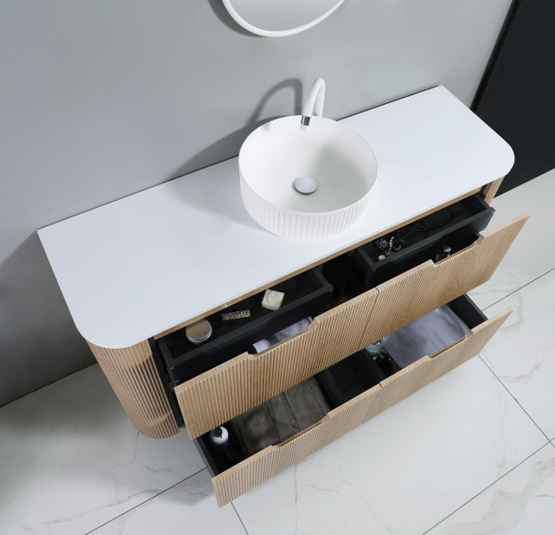 Roma - Fluted Floor Mount Vanity with Single Bowl Top Options Available 1500mm  