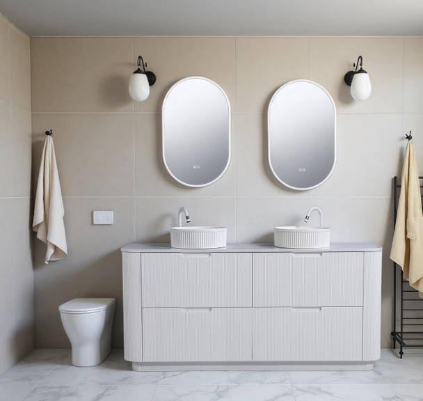 Roma - Fluted Floor Mount Vanity with Double Bowl Top Options Available 1500mm 