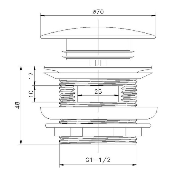 Matte White Pop Up Bath Waste with Overflow - 40mm 