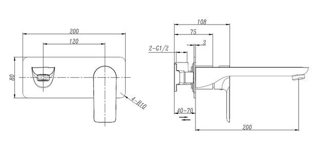 Rhino - Gun Metal Wall Bath/Basin Mixer With Spout