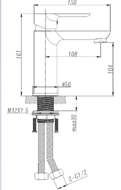 Rhino - Brushed Nickel Basin Mixer