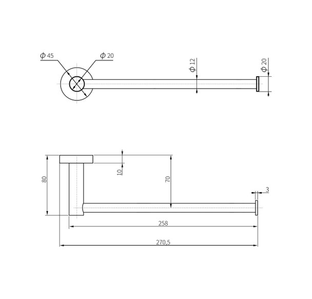 Sebastian - Brushed Gold Hand Towel Holder 