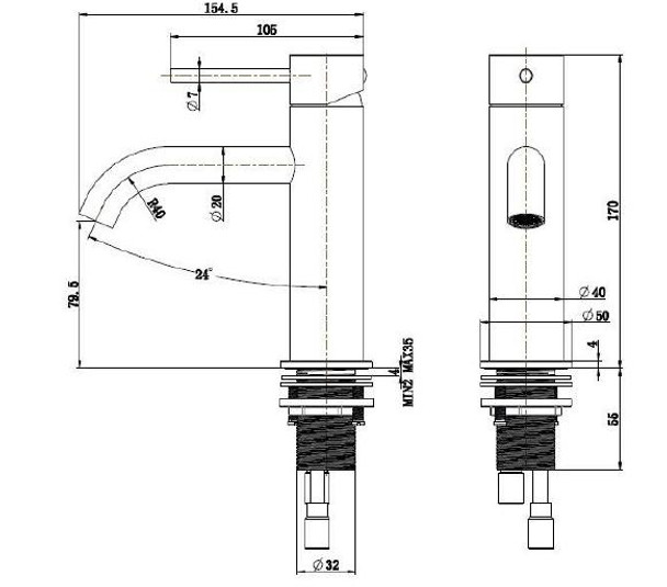 Groove - Stainless Steel Basin Mixer 