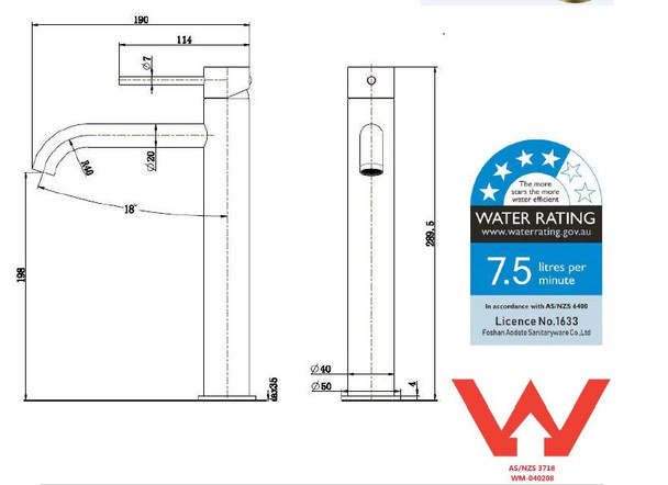 Groove - Copper Finish Stainless Steel Extended Basin Mixer 