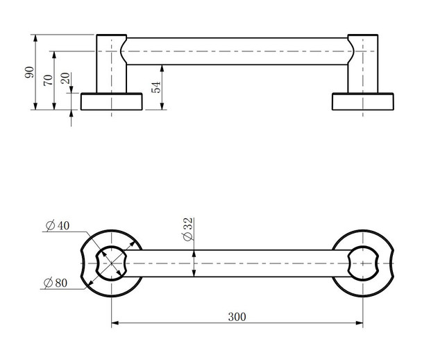 Care - Chrome Grab Rail 300mm 