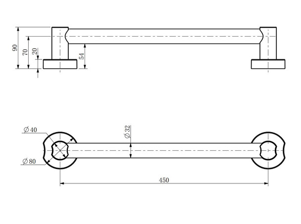 Care - Matte Black Grab Rail 450mm 