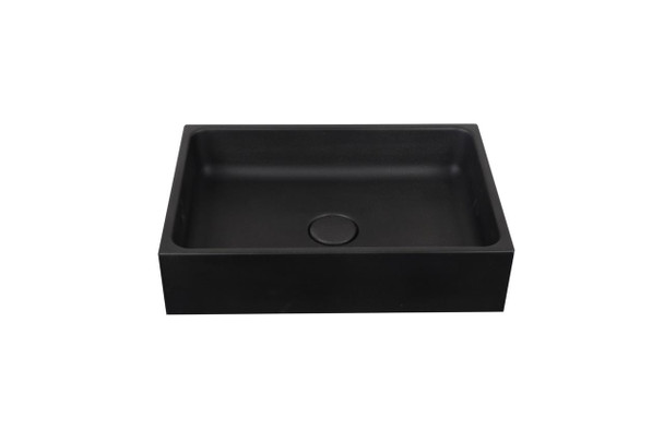 Orchid  - Rectangle Black Concrete Basin 415mm with custom plug/waste 