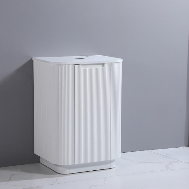 Roma White Fluted Floor Mount Vanity 600mm 