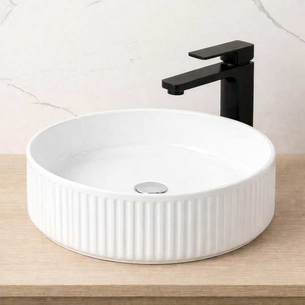 Beyond 1 - Gloss White Fluted Above Counter Basin