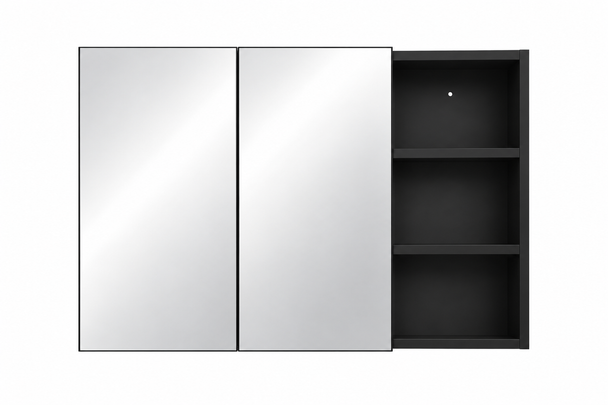 Mirror Cabinet with Open Shelf 900mm Black
