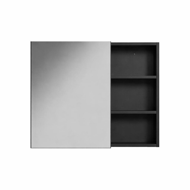 Mirror Cabinet with Open Shelf 800mm Black 