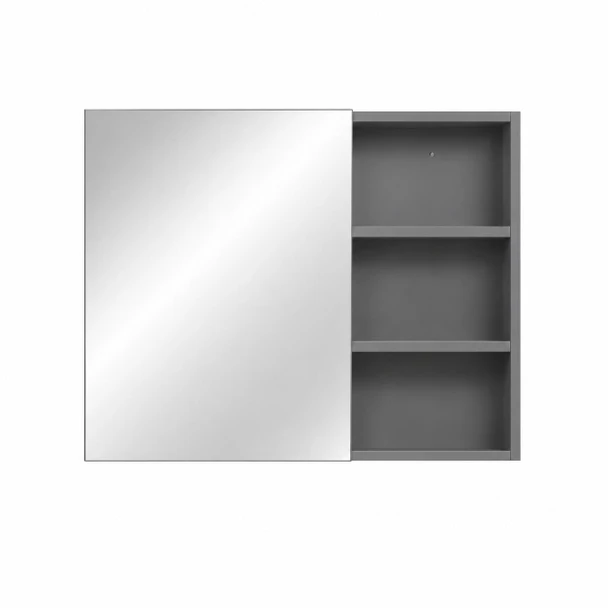 Mirror Cabinet with Open Shelf 800mm Grey 