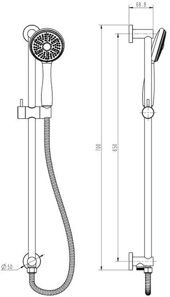Verve - Brushed Nickel Shower On Rail Set Top Inlet 