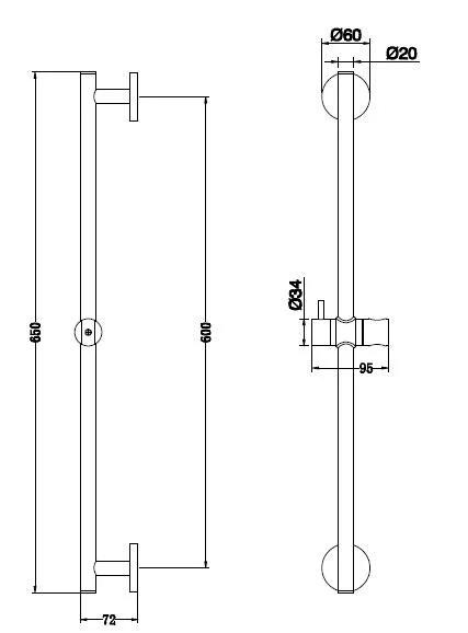 Verve - Brushed Gold Shower On Rail Set Top Inlet 