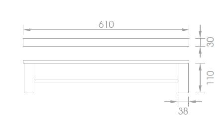 Rhino - Chrome Double Towel Rail 600mm 