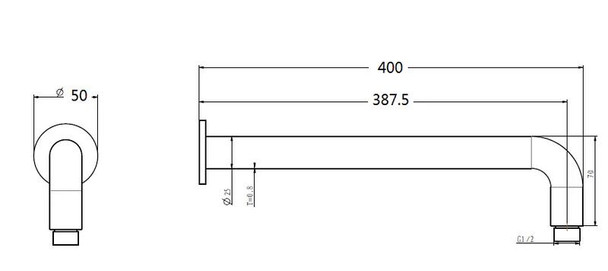 Verve - Matte Black Wall Shower Arm 