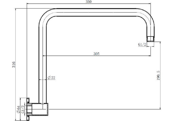 Verve - Matte Black Gooseneck Wall Shower Arm 