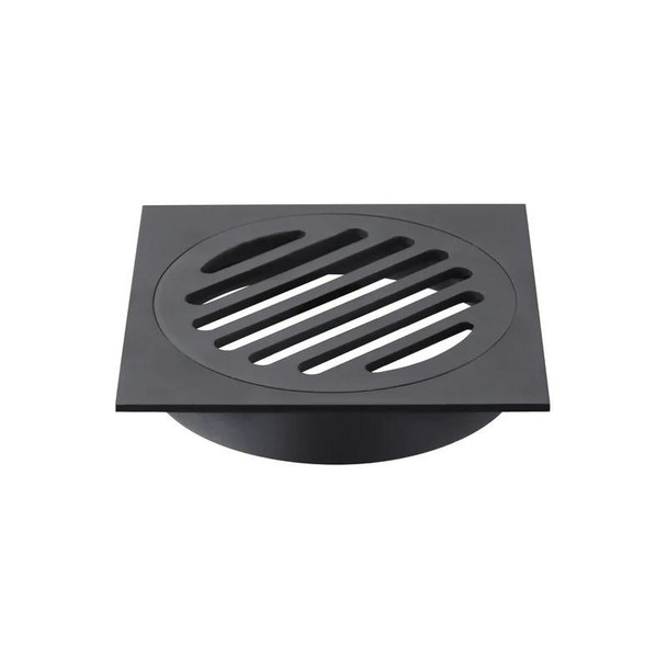 Verve - Matte Black Square Floor Waste Grate 100mm Outlet 
