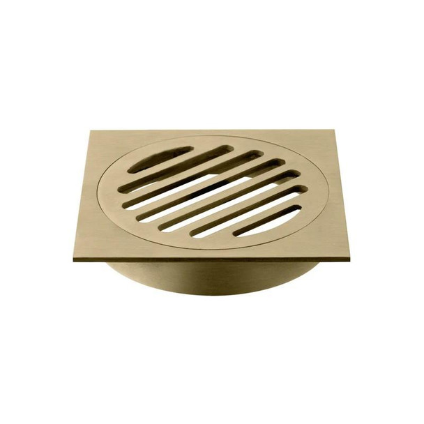 Verve - Brushed Gold Square Floor Waste Grate 100mm Outlet 
