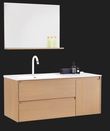 Groove - Oak Vanity Wall Hung With Single Bowl Top 1200 mm 
