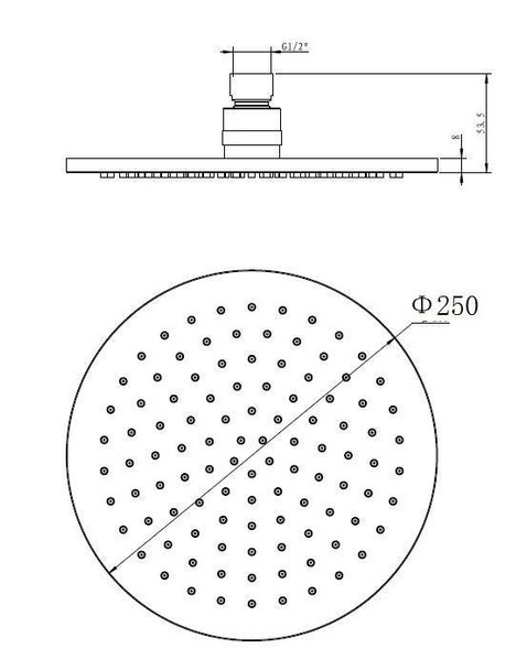 Sebastian - Copper Finish Shower Rose 250mm 