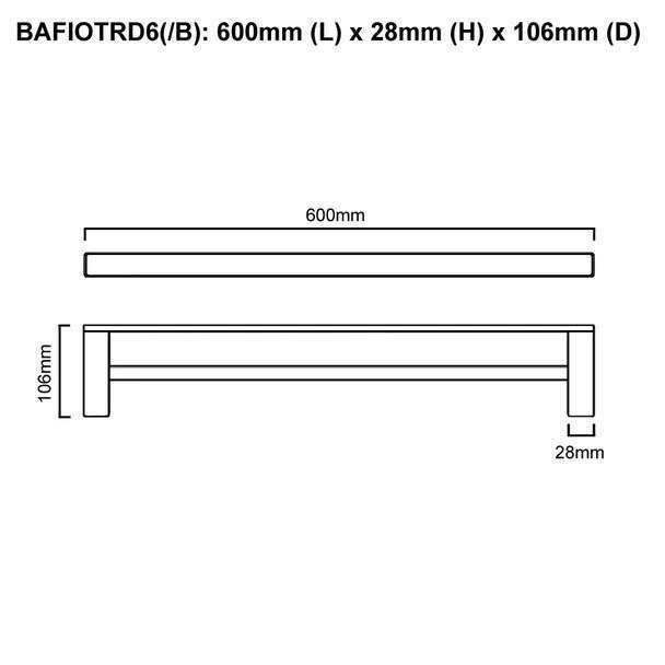 Fiona - Copper Finish Double Towel Rail 600mm 