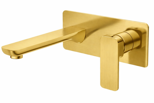 Fiona - Brushed Gold Wall Bath Mixer With Spout