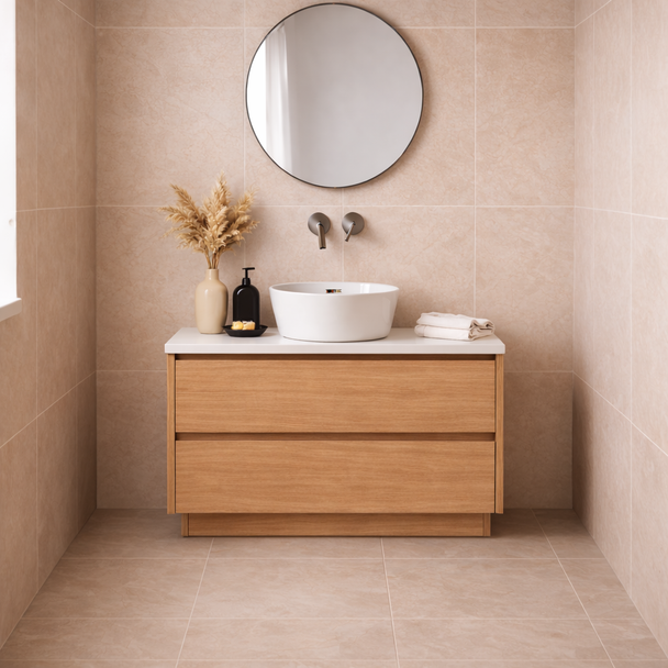 Willow - Oak Vanity Cabinet Floor Mount With Top Options Available 900mm