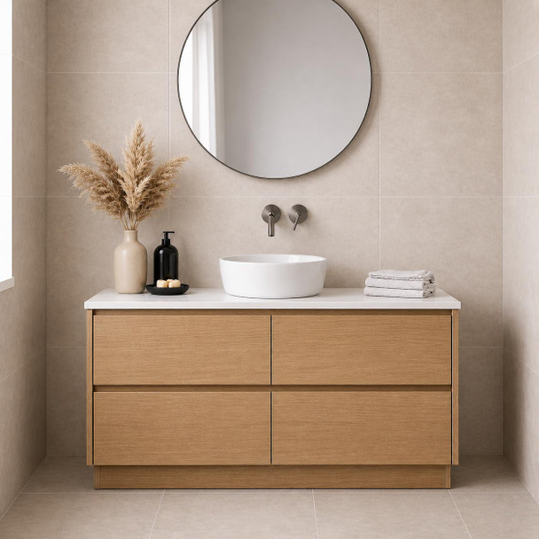 Willow - Oak Vanity Cabinet Floor Mount With Top Options Available 1200mm 