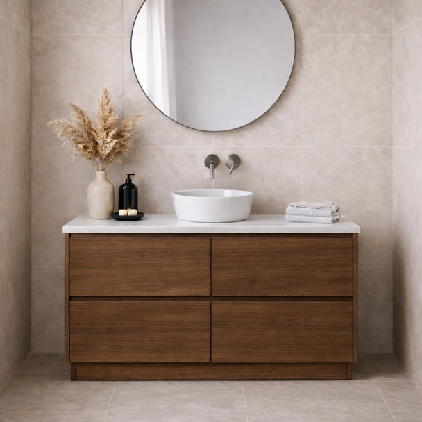 Willow - Walnut Vanity Cabinet Floor Mount With Top Options Available 1200mm 