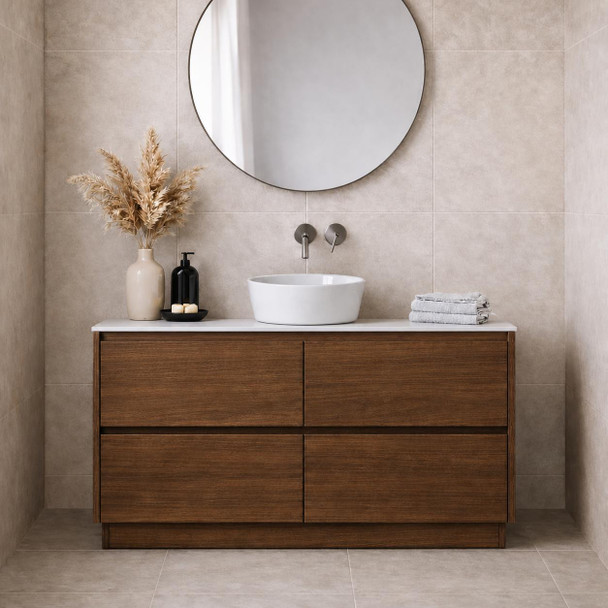 Willow - Walnut Vanity Cabinet Floor Mount With Top Options Available 1200mm 