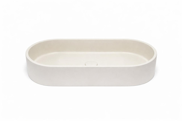 Peony - Oval Cream Concrete Basin 600mm with custom plug/waste  