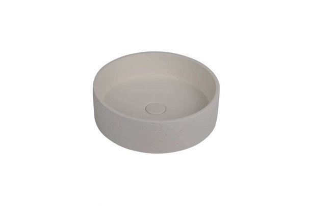 Thistle - Round Cream Concrete Basin 365mm with custom plug/waste 