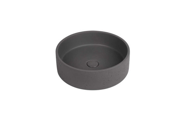 Thistle - Round Grey Concrete Basin 365mm with custom plug/waste 