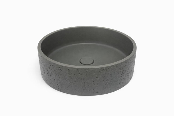 Thistle - Round Grey Concrete Basin 390mm with custom plug/waste 