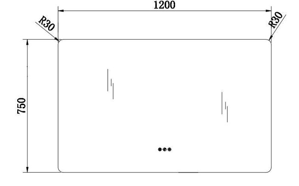 LED Rectangle Sensor Mirror 1200mm 