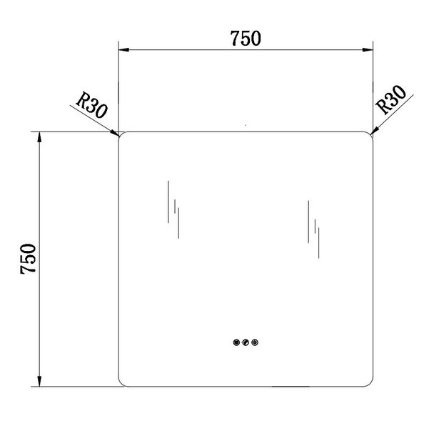 LED Square Sensor Mirror 750mm
